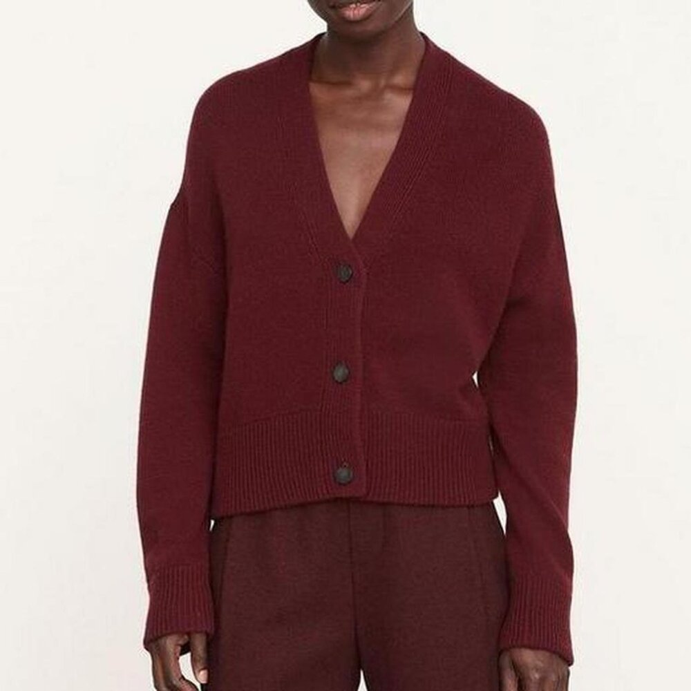 NWT Vince Boxy Wool/Cashmere Cardigan in Plum